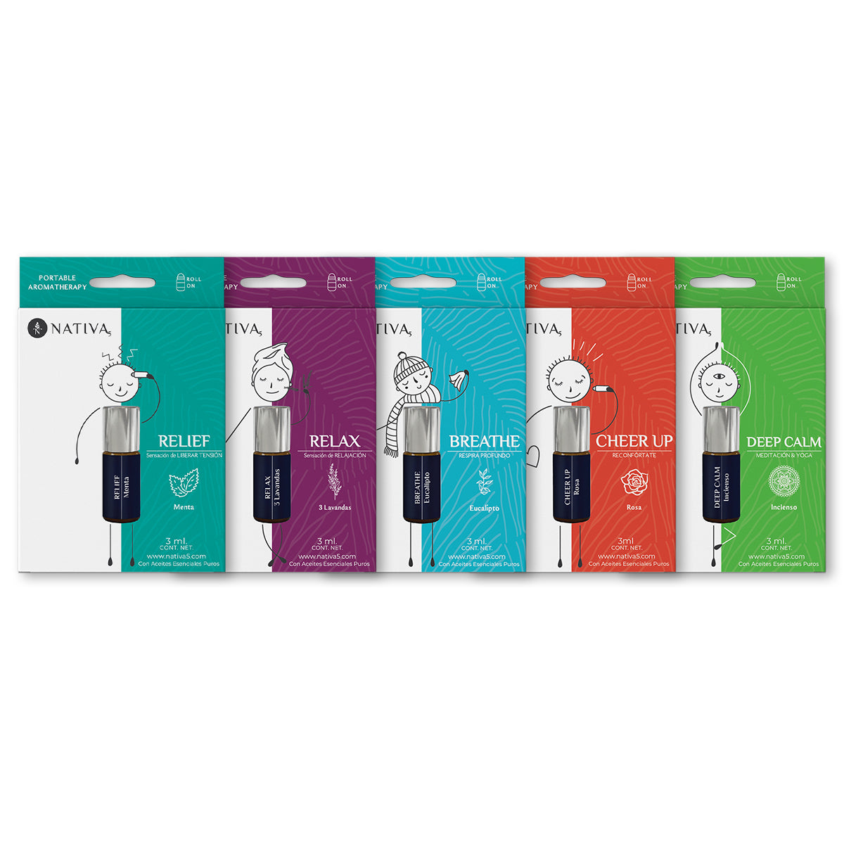 COLECCIÓN 5 Roll On - Portable Aromatherapy 3ml.