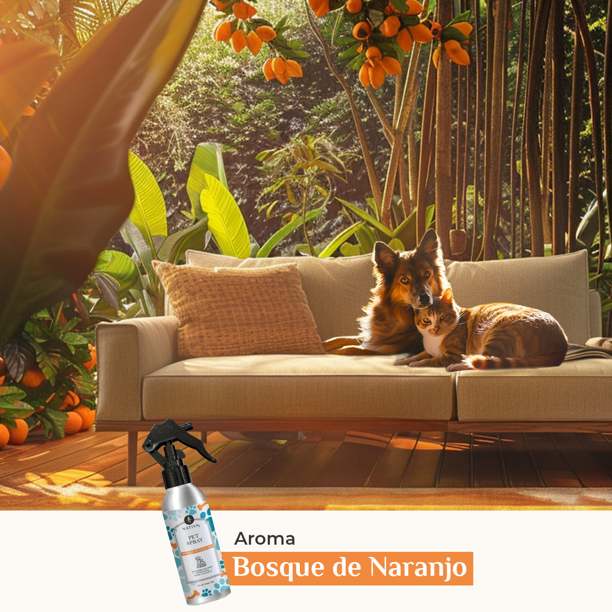 Pet Spray - Aroma Bosque de Naranjo 120mL Neutraliza malos olores de tu mascota!
